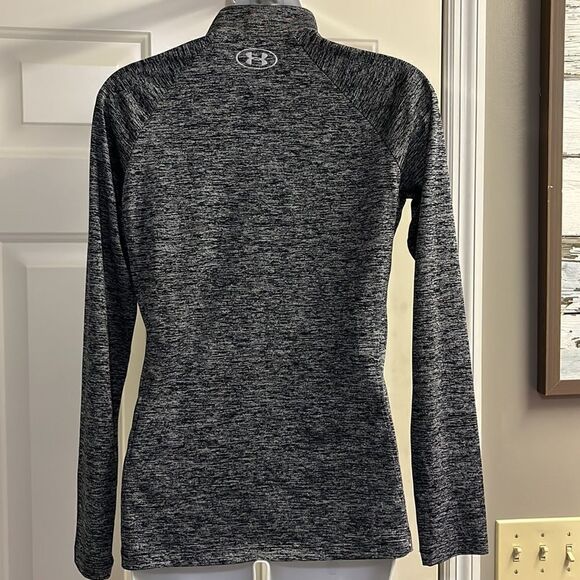 Under Armour Heather Grey Half Zip Pullover Long Sleeve Mock Neck Shirt- Small - Picture 6 of 10